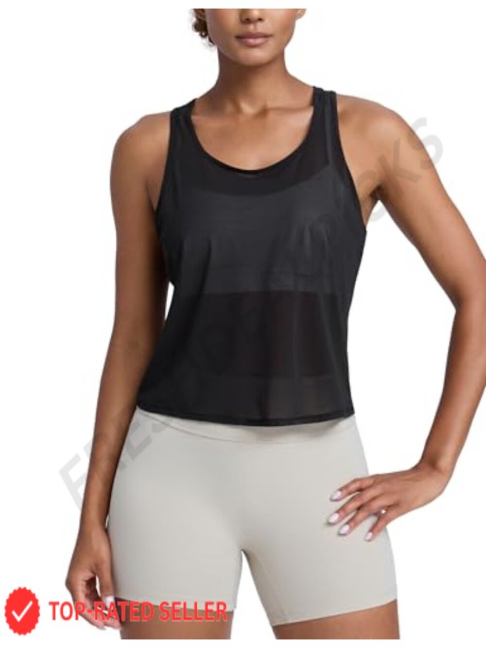 Mesh Racerback Tank Top Relaxed Fit Athletic Workout Coverup